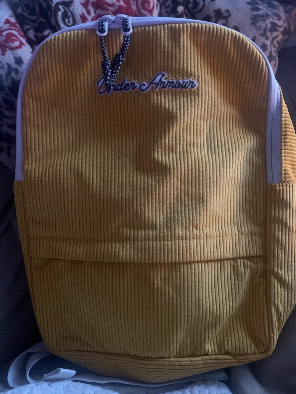 Under Armour Yellow Corduroy Mini Backpack with White Trim